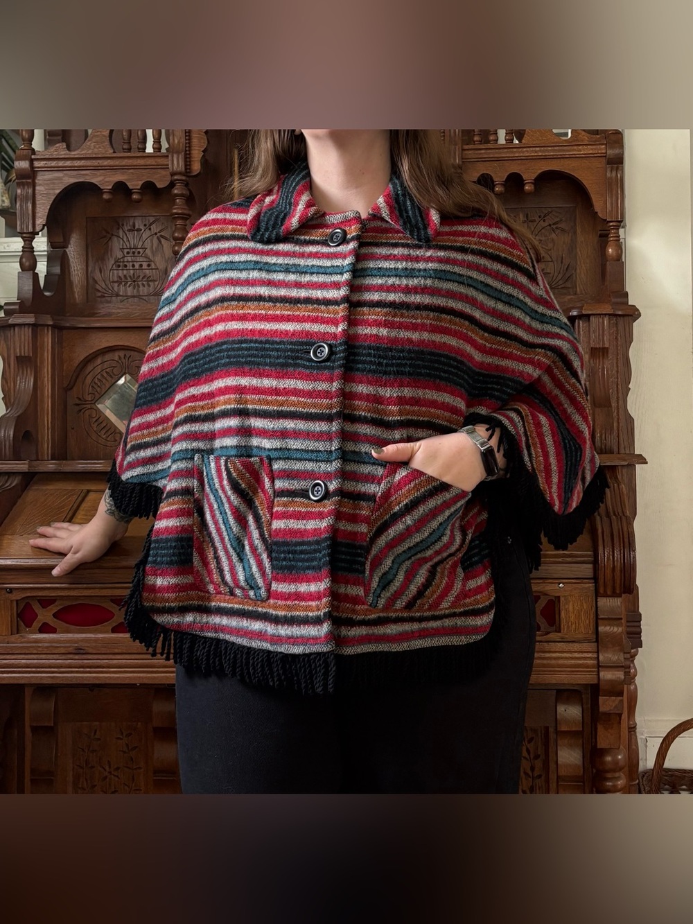 Beautiful vintage retro wool/acrylic poncho